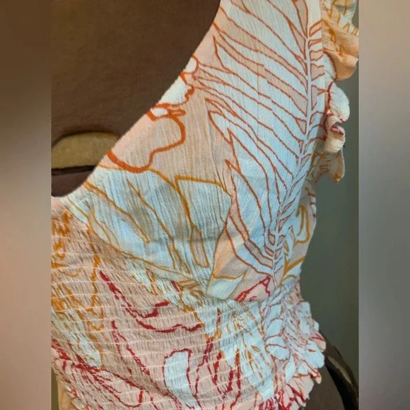 PATRONS OF PEACE Floral Crop Top Smocked medium boho - Picture 3 of 6